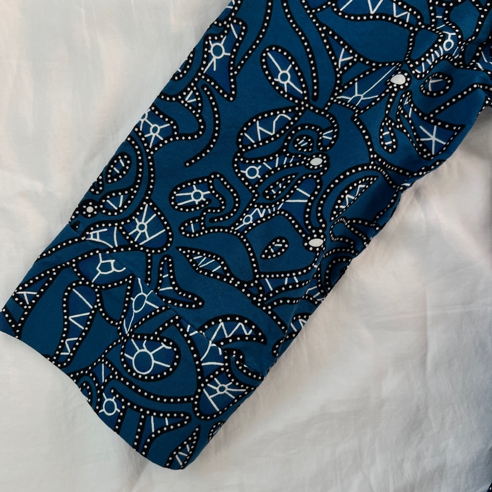 Zuri Made in Kenya Blue Print Patterned Cotton Dress Size Medium - Picture 5 of 8